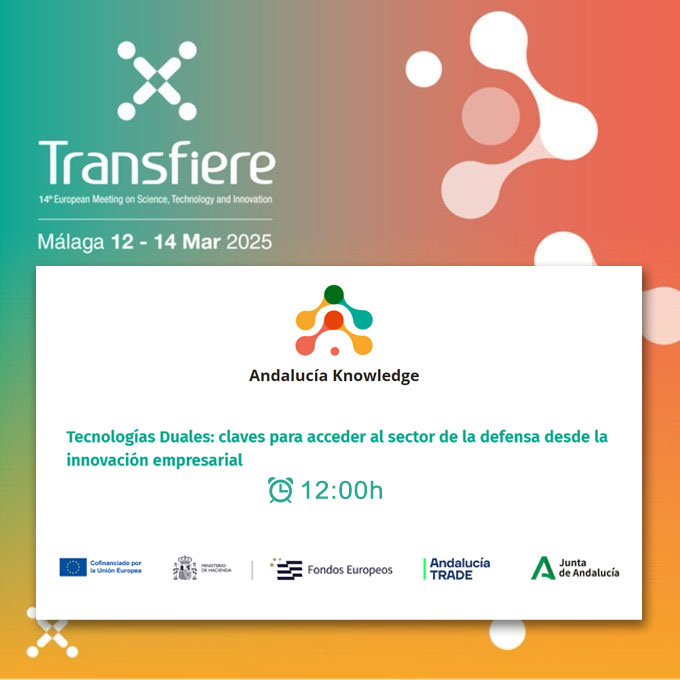 trade_andalucia's tweet image. Las tecnologías de doble uso #dualuse centrarán la última de nuestras charlas en el área #AndalucíaKnowledge de @ForoTransfiere en @Fycma 

👉Modera la mesa Nuria Villén, de @trade_andalucia. Con casos de éxito de la malagueña @owogameofficial y la gaditana GRK Systems.

#feder
