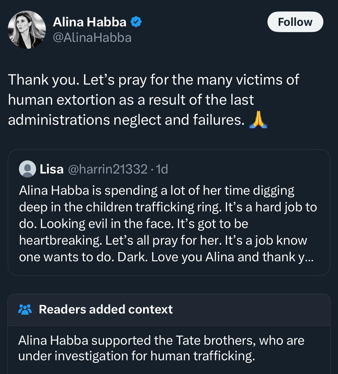 WUTangKids's tweet image. Trump’s lawyer @AlinaHabba got hit with savage community note 🤣