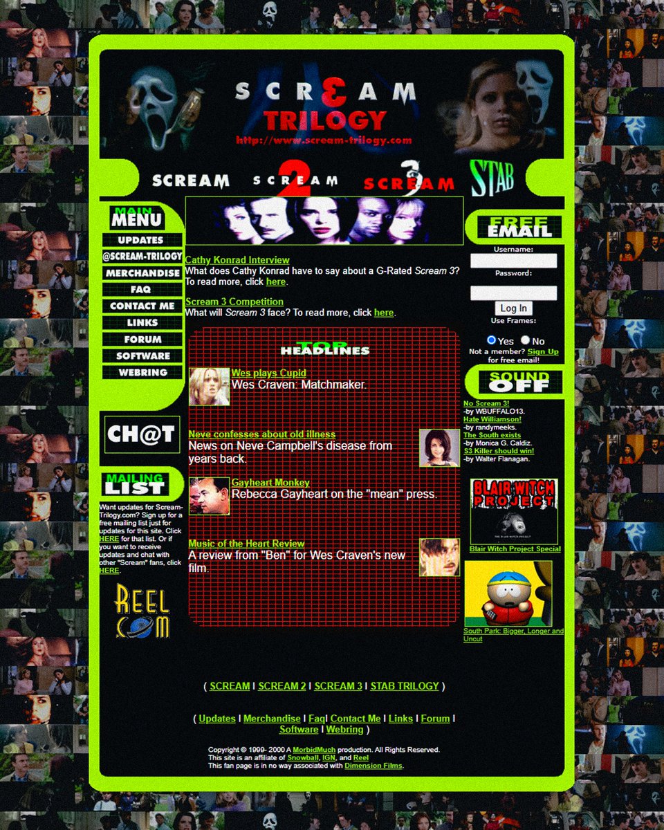 The Scream VAULT | Joey Noberini II (@thescreamvault) on Twitter photo No Twitter, no Facebook, no Instagram...
Who remembers?  🌐🖱️🔪🩸
#90snostalgia #screamtrilogy #morbidmuch 
#scream #scream2 #scream3
#scream4 #scream5 #scream6 #scream7 No Twitter, no Facebook, no Instagram...
Who remembers?  🌐🖱️🔪🩸
#90snostalgia #screamtrilogy #morbidmuch 
#scream #scream2 #scream3
#scream4 #scream5 #scream6 #scream7