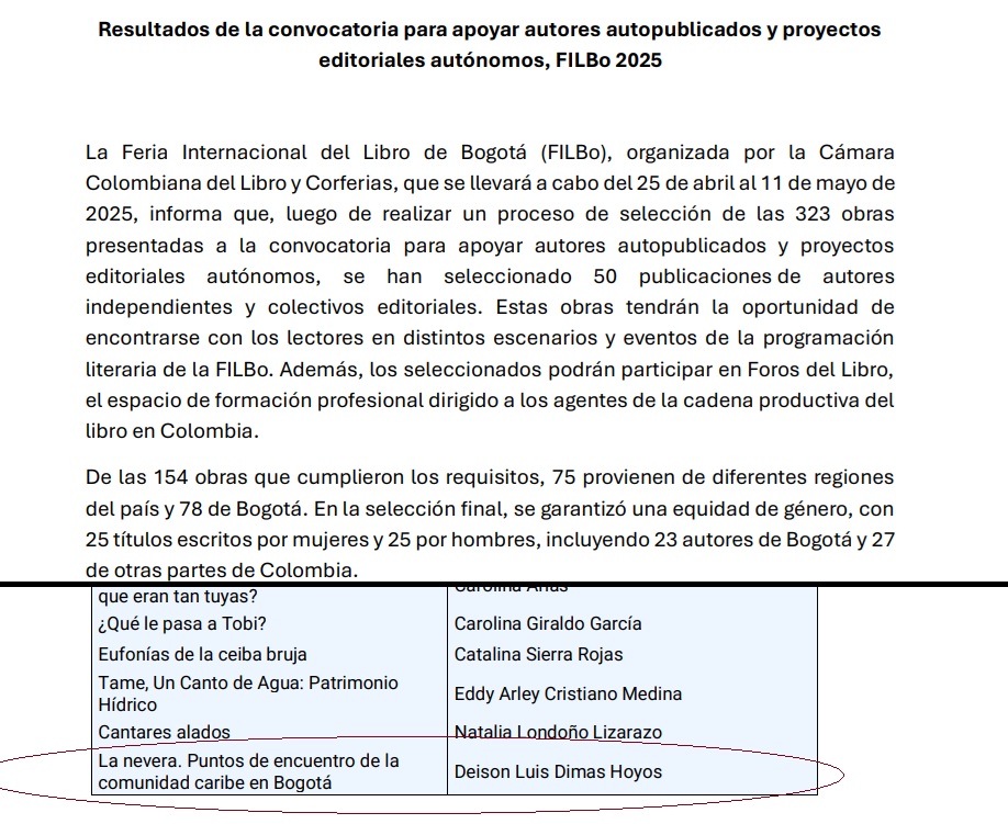 Deison Dimas (@dimasdeison) on Twitter photo Tal y como lo expreso en mi nuevo Libro #LaNevera. Este es un homenaje a <a href="/Bogota/">Alcaldía de Bogotá</a> y al Caribe, y a todas mis amistades producto de mi vivencia en la capital.
Pre-Lanzamiento 5 de abril y luego Lanzamiento en la #FiLBo2025 <a href="/JessicaYChavezM/">Jessica Yulieth Chavez Molina</a> <a href="/moises_carreno_/">Moisés Carreño</a> <a href="/fceunal/">Facultad Ciencias Económicas UNAL</a> <a href="/Marygarciav_/">Mary García</a> Tal y como lo expreso en mi nuevo Libro #LaNevera. Este es un homenaje a <a href="/Bogota/">Alcaldía de Bogotá</a> y al Caribe, y a todas mis amistades producto de mi vivencia en la capital.
Pre-Lanzamiento 5 de abril y luego Lanzamiento en la #FiLBo2025 <a href="/JessicaYChavezM/">Jessica Yulieth Chavez Molina</a> <a href="/moises_carreno_/">Moisés Carreño</a> <a href="/fceunal/">Facultad Ciencias Económicas UNAL</a> <a href="/Marygarciav_/">Mary García</a>