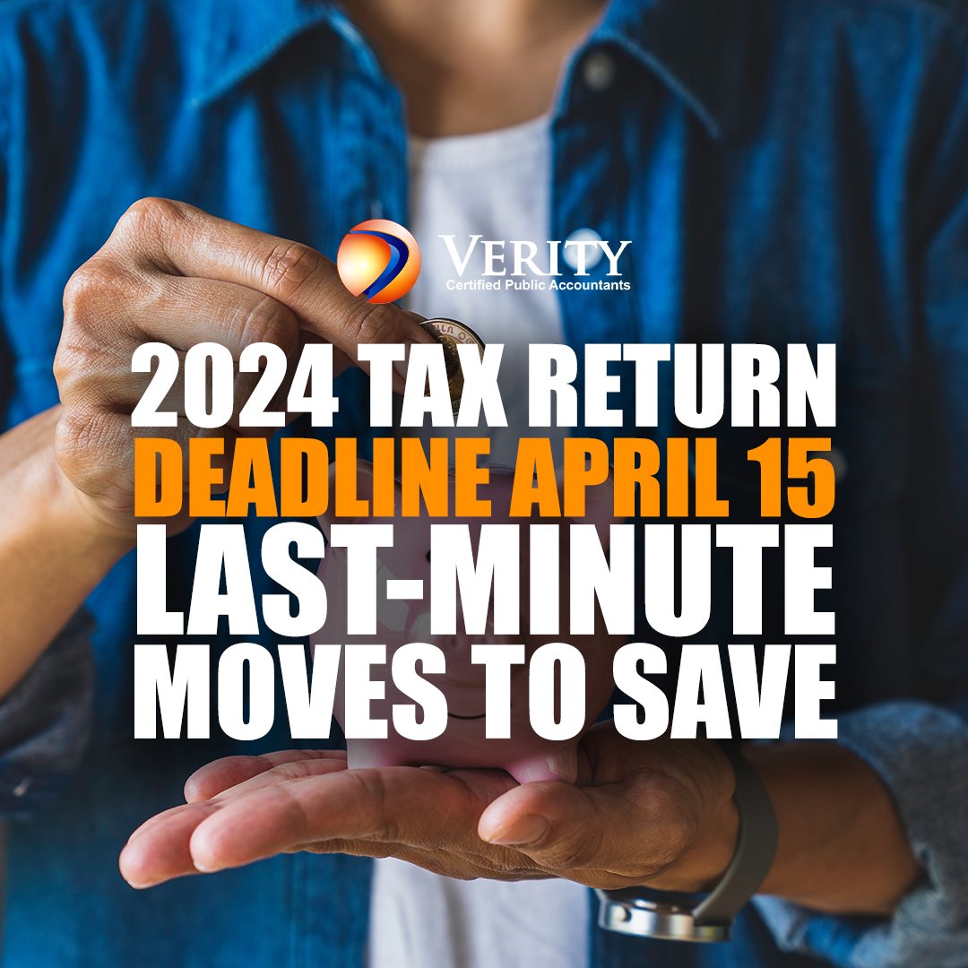VerityCPAs's tweet image. 🚨 Tax Deadline Alert! 🚨
Save on 2024 taxes before April 15:
✅ Max HSA/IRA 💰
✅ Deduct medical costs 🏥
✅ Use sales tax deduction 🛍️
✅ Claim disaster losses ⏳
✅ File an extension (but pay now!)

💵 Act now! info@verity.cpa | 808.546.5026
#TaxTips #SaveOnTaxes #FileSmart