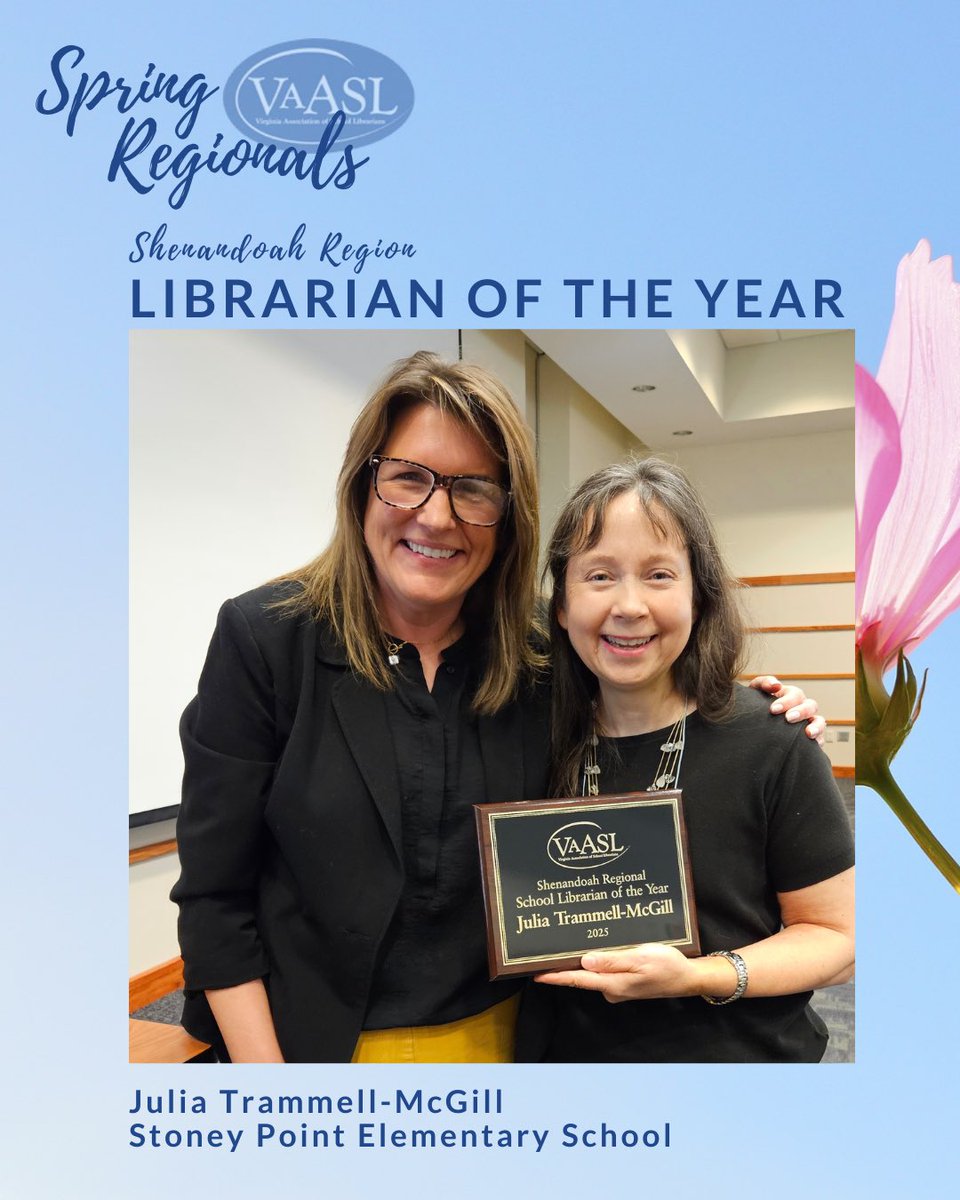 Congratulations to Julia Trammell-McGill of Stoney Point Elementary in Albemarle County for being named Shenandoah Regional Librarian of the Year! Her dedication to fostering a love of reading and learning has made a lasting impact on her students and school community.