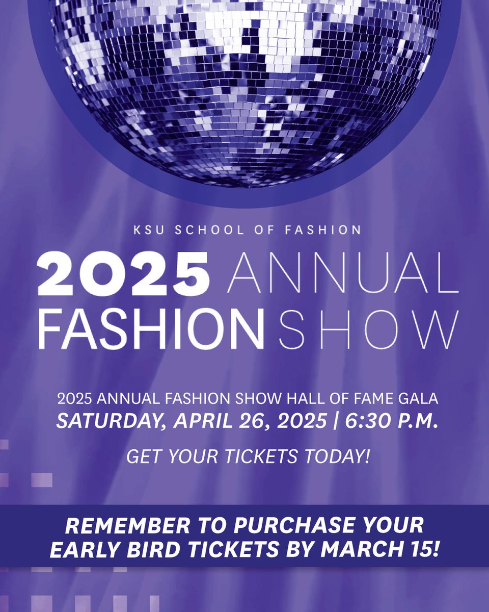 Remember to purchase your early bird tickets by March 15! 🪩

The ticket includes admission to the 2025 Fashion Hall of Fame Gala on April 26. Heavy hors d'oeuvres and a variety of refreshments will be served.

Get tickets at bit.ly/4hKmgJK