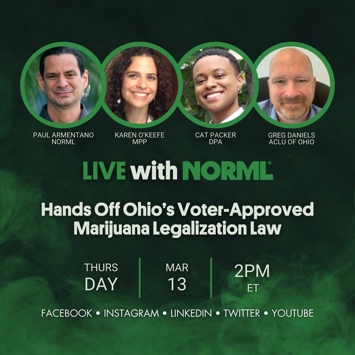 🚨Happening Today at 2 pm! 🚨
<a href="/NORML/">NORML</a> 
<a href="/DrugPolicyOrg/">Drug Policy Alliance</a> 
<a href="/MarijuanaPolicy/">Marijuana Policy Project</a> 
<a href="/acluohio/">ACLU of Ohio</a>