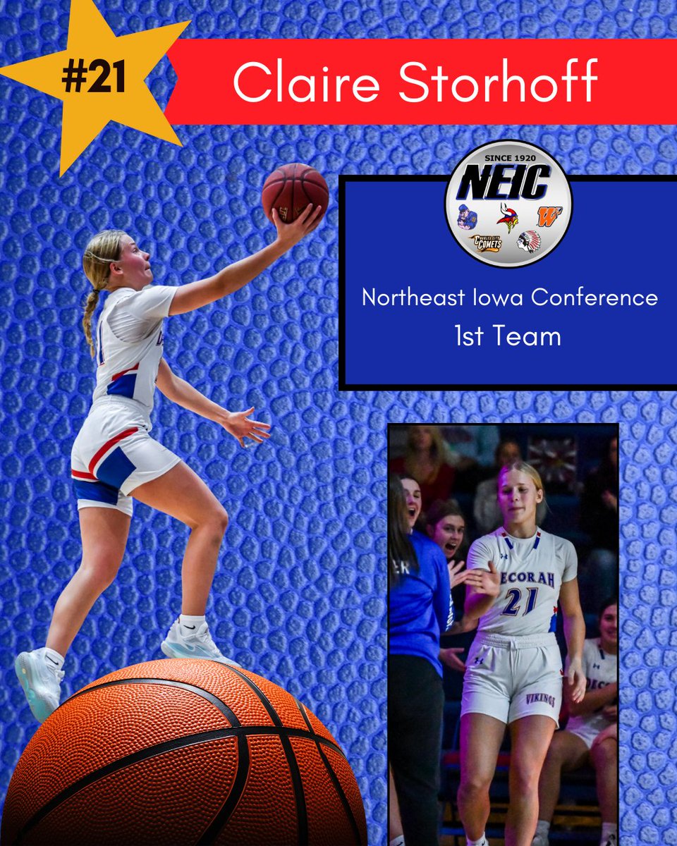 Congrats to Claire Storhoff on her 1st Team All- NEIC honor! 🏀💪