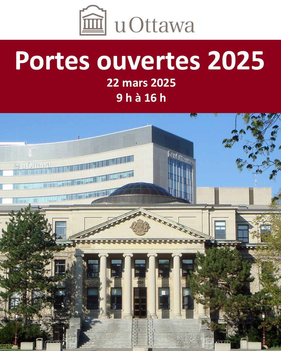 We're pleased to invite you to the #University of #Ottawa campus for our Open House on Saturday, March 22. 
Nous sommes heureux de vous inviter sur le campus de l'Université d'Ottawa pour notre journée portes ouvertes le Samedi 22 mars.
tinyurl.com/yc7ybabu
#openhouse