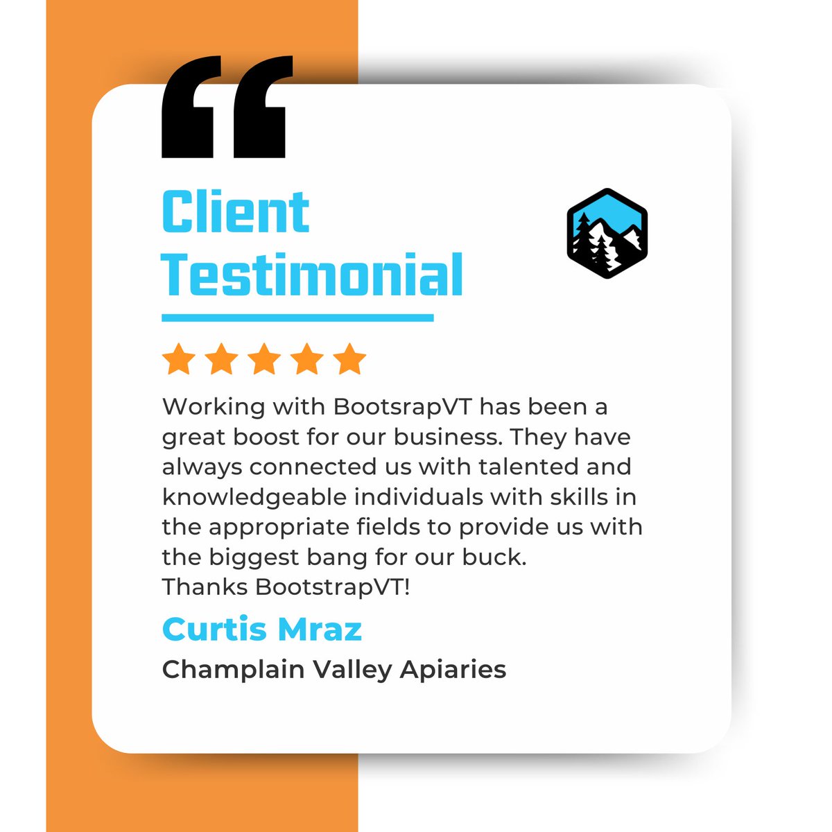 BootstrapVT's tweet image. Champlain Valley Apiaries is buzzing about their experience with BootstrapVT!🐝✨ 
We&apos;re proud to help them grow and deliver real results. Helping our clients get the biggest bang for their buck is what we do best! #ClientLove #MarketingThatWorks #BootstrapVT