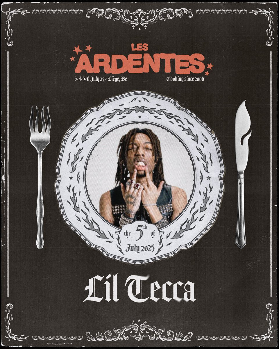 PLAT DU JOUR : LIL TECCA 🇺🇸

Rendez-vous le samedi 5 juillet aux Ardentes !!

Il rejoint Young Thug, Ninho &amp; Niska, Gims, SCH, Werenoi, Trym et bien d’autres à l’affiche du samedi !!

Day tickets et Pass 4 jours au Tarif Yummy dispos sur lesardentes.be 🌐