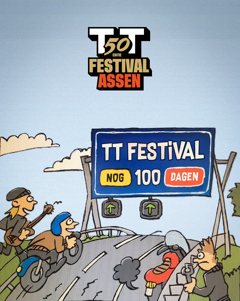 Nog 1️⃣0️⃣0️⃣ dagen tot de jubileumeditie van het TT Festival! 🎉

En bij zo’n mijlpaal hoort natuurlijk een speciaal jubileumlogo 🤩 

Maar dat is nog niet alles! Volgende week hebben we nóg meer voor jullie in petto 💥

Wat denken jullie dat we volgende week gaan onthullen? 👀