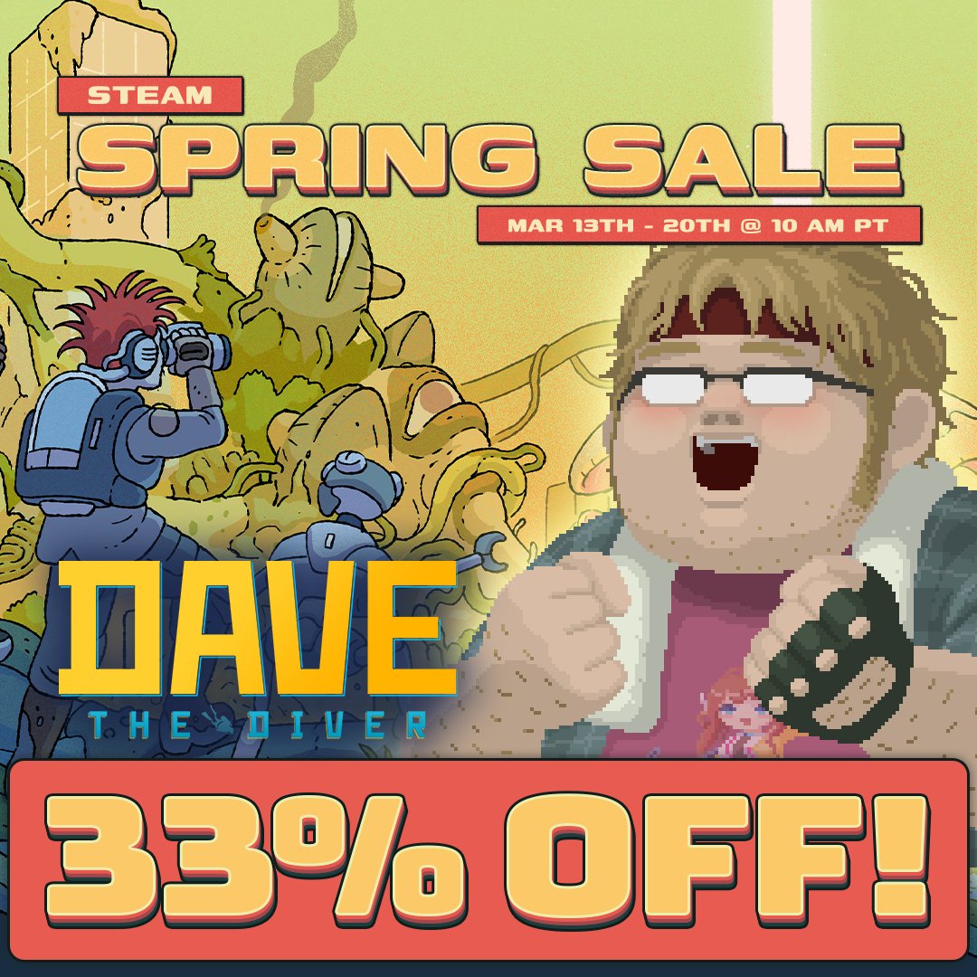 March into March 😉 with Dave the Diver, 33% off!

Steam Spring Sale ends [March 20, 10:00AM PT]
🛒 bit.ly/3upd5e5

#DAVETHEDIVER