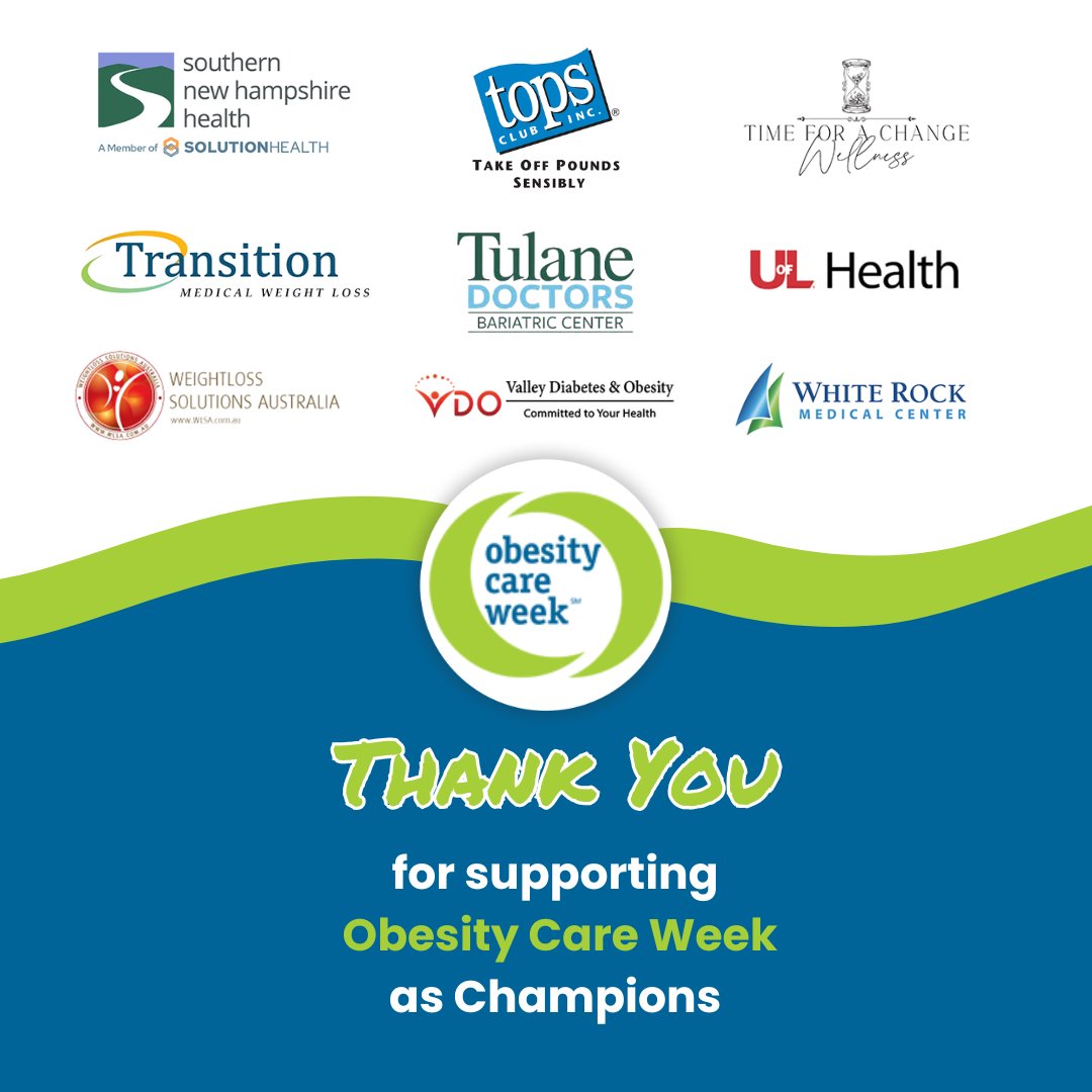 Thank you to the 160+ Obesity Care Week Champions for supporting our mission and driving change in how society cares for and about obesity! (2/3)