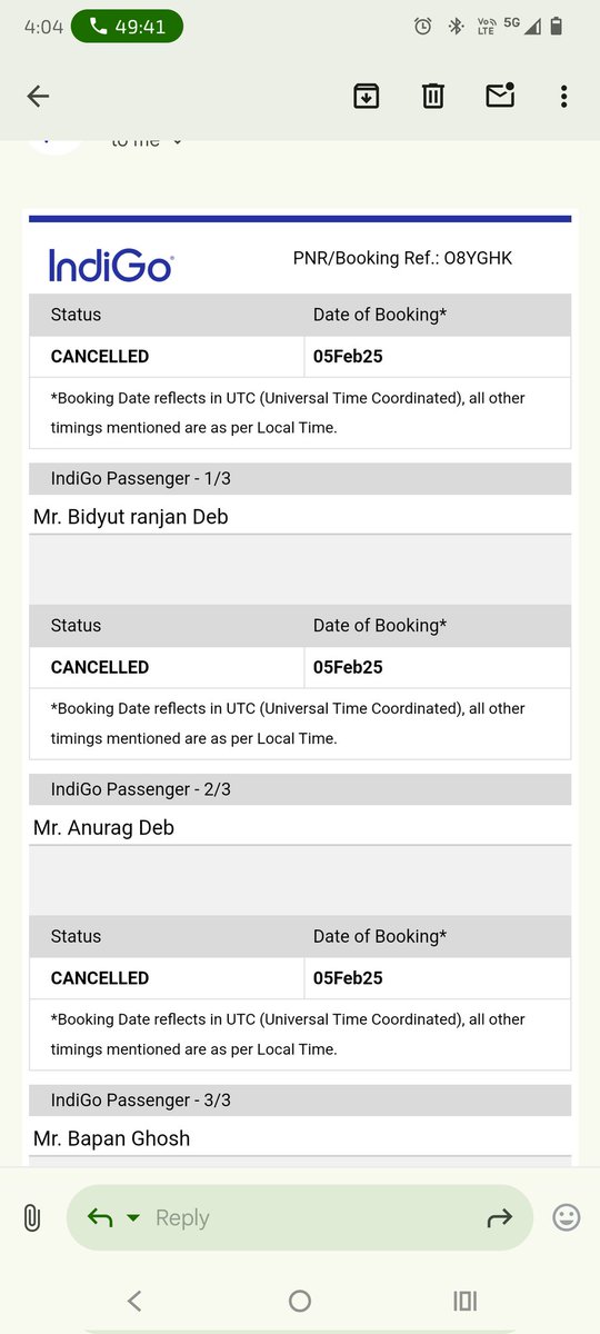 BONYDEB's tweet photo. I purchased a ticket on 5-2-25 from Amazon Pay (Makemy trip) which I cancelled on 6-2-25. Refund not credited. Amzn Pay or Makemytrip is not responding. MMT Id ID: NF1TG9VPL3DERZW65519 &amp; Amzn order #402-6101669-0434751. Why? @MoCA_GoI @amazonpay @makemytrip @IndiGo6E @DGCAIndia https://t.co/GY6ob7avYQ