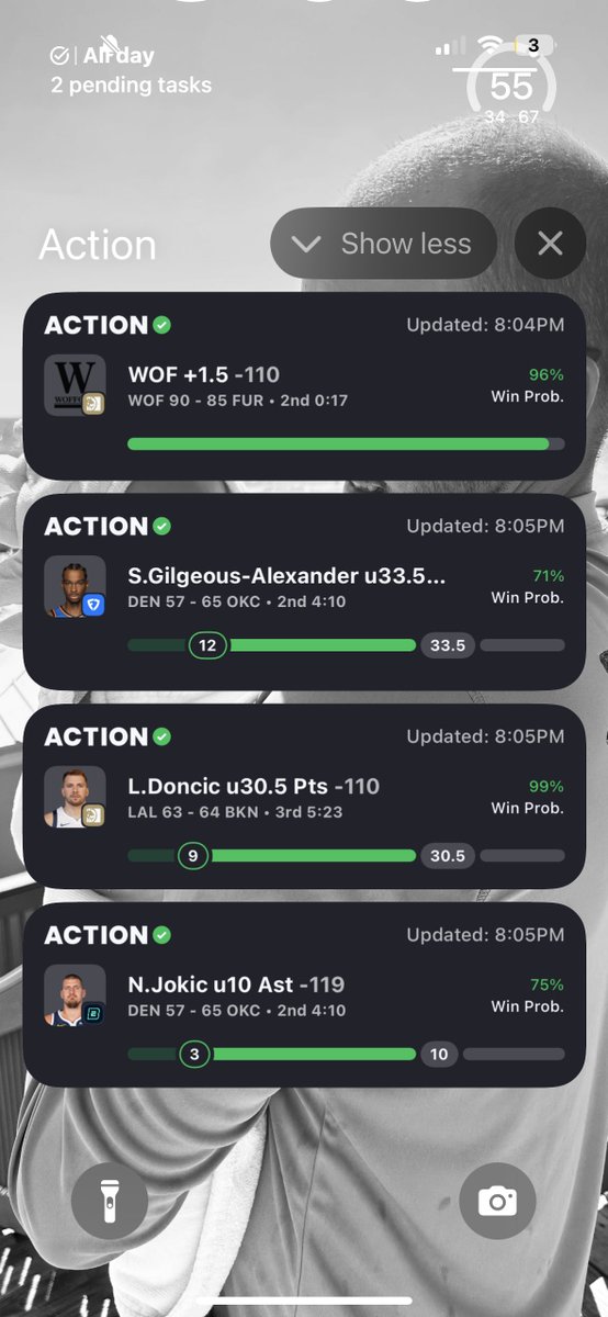 brannocohen's tweet photo. @SrirachaDfs Check out the @ActionApp  latest release. Win probability for all your bets on your lock screen. https://t.co/RVLMNvrzTd https://t.co/pcga4ldO9G