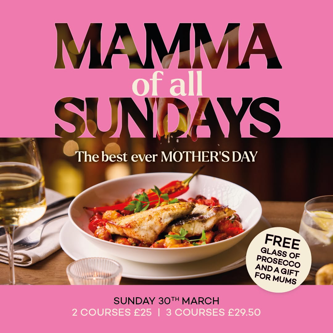 Make Mother’s Day Special at Prezzo 💖

Treat Mum to delicious dishes, a FREE glass of Prosecco for Mum, and a gift to make her feel extra special! 🍽🥂

📅 Sunday 30th March🍷 2 courses £25 | 3 courses £29.50