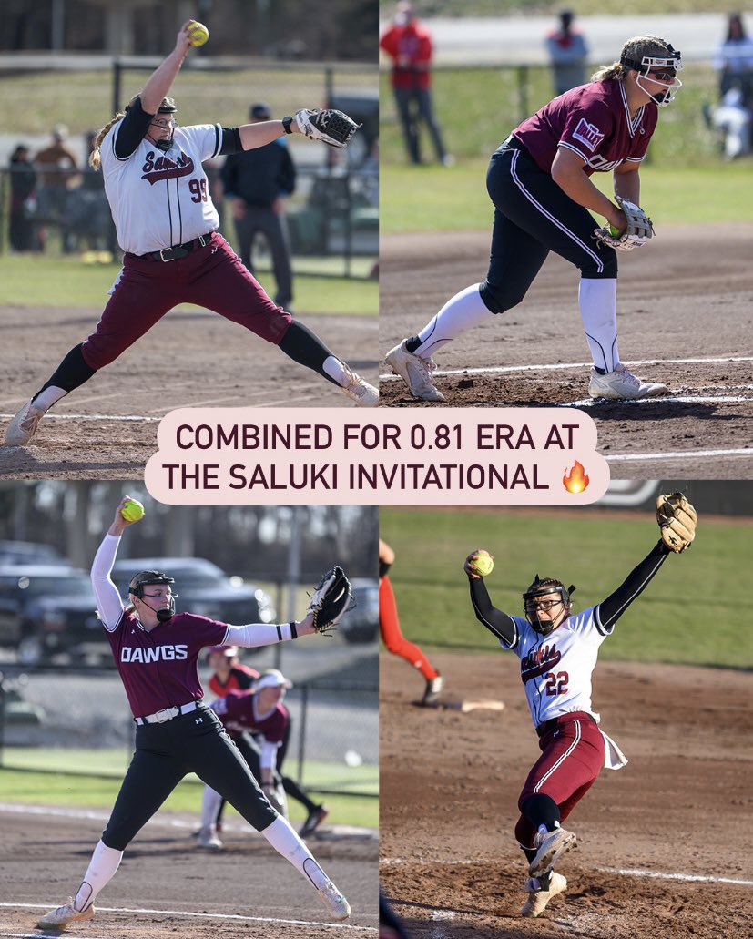 Dominance in the circle 💪

The Dawgs combined for a 0.81 ERA at the Saluki Invitational, allowing three earned runs across 26.0 IP 🔥

#Salukis | #RunWithUs