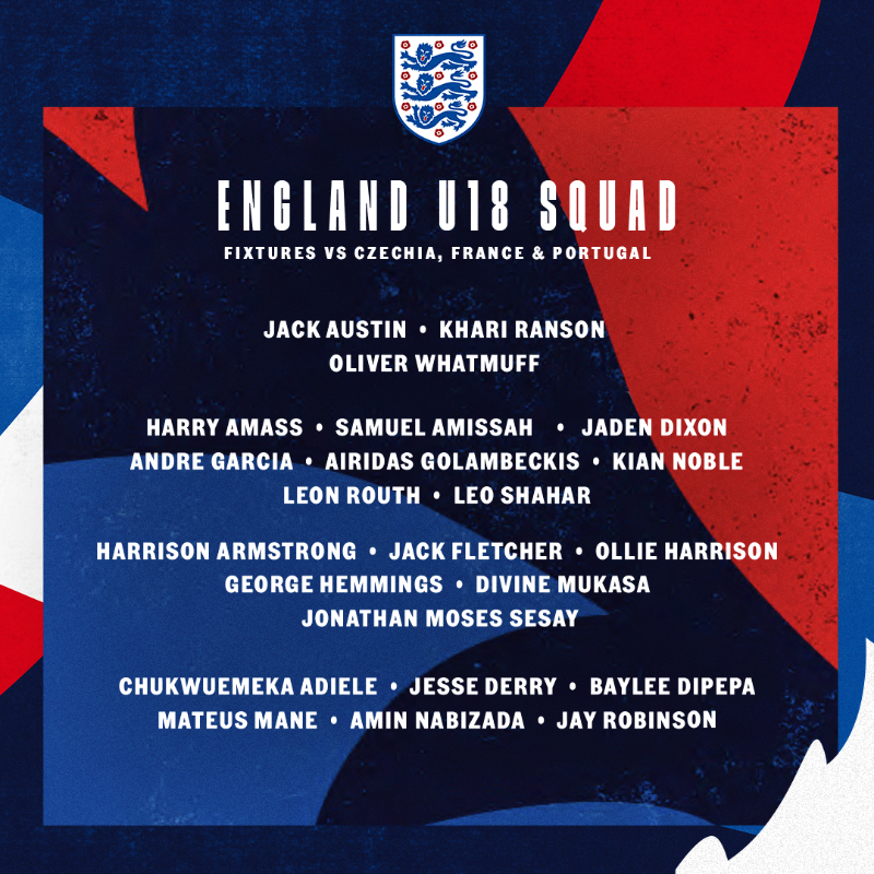 England's tweet photo. Our U18 #YoungLions squad has been named for three fixtures in Porto later this month 🦁