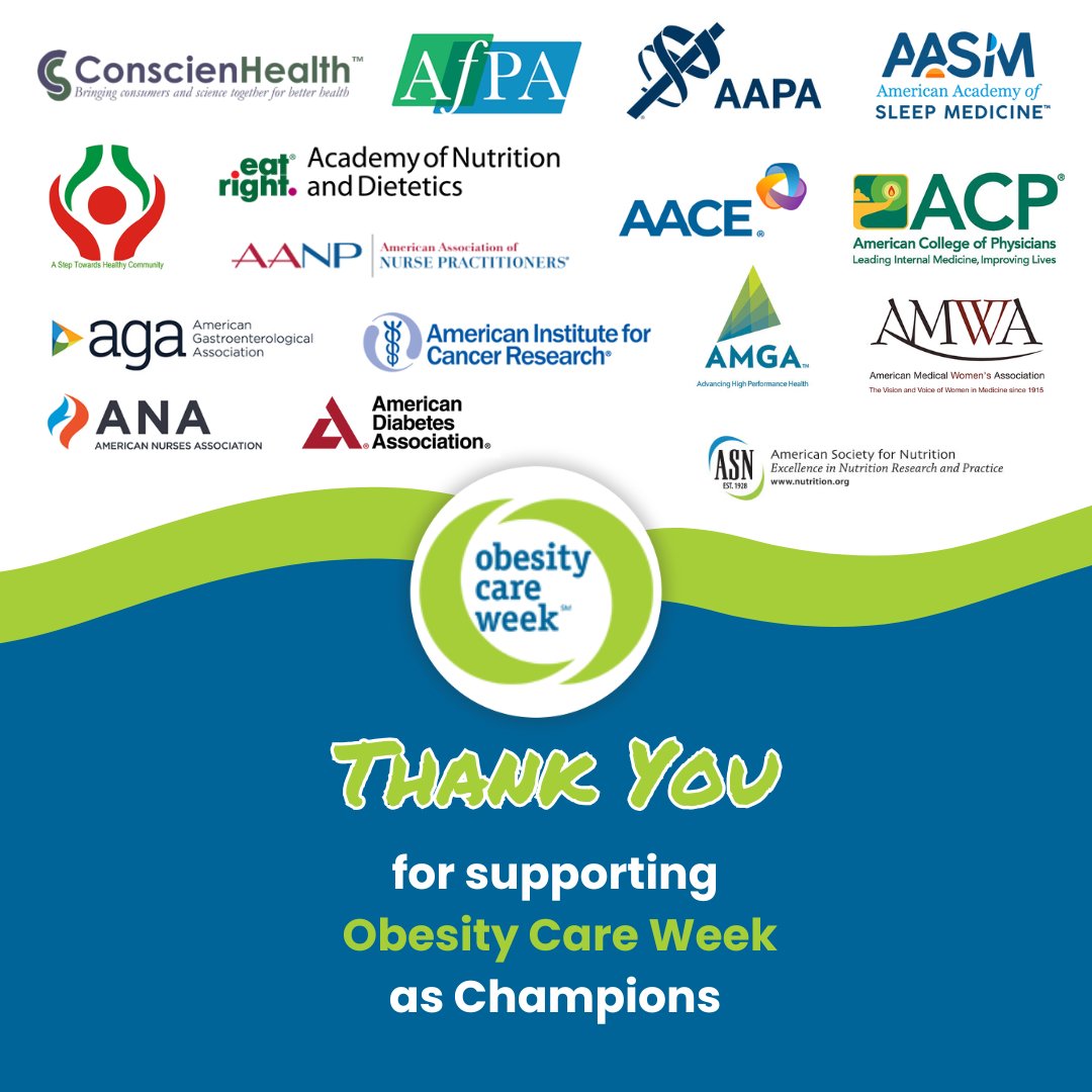 Thank you to the 160+ Obesity Care Week Champions for supporting our mission and driving change in how society cares for and about obesity! (3/3)