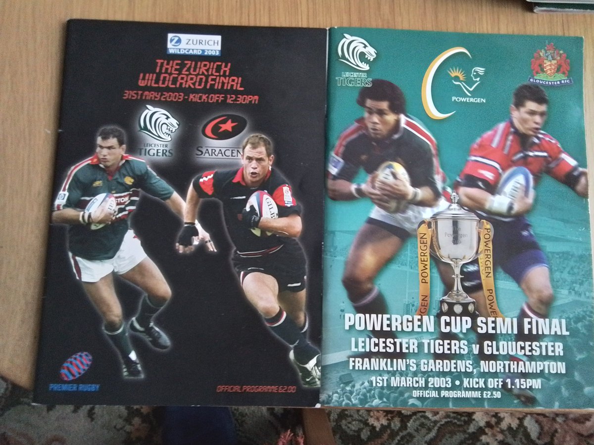 I found these 16 Leicester Tigers 2002-03 season Programmes and Programme binder in a Market Harborough charity shop for only £ 4 . So had to buy. 
#savetheprintedprogramme