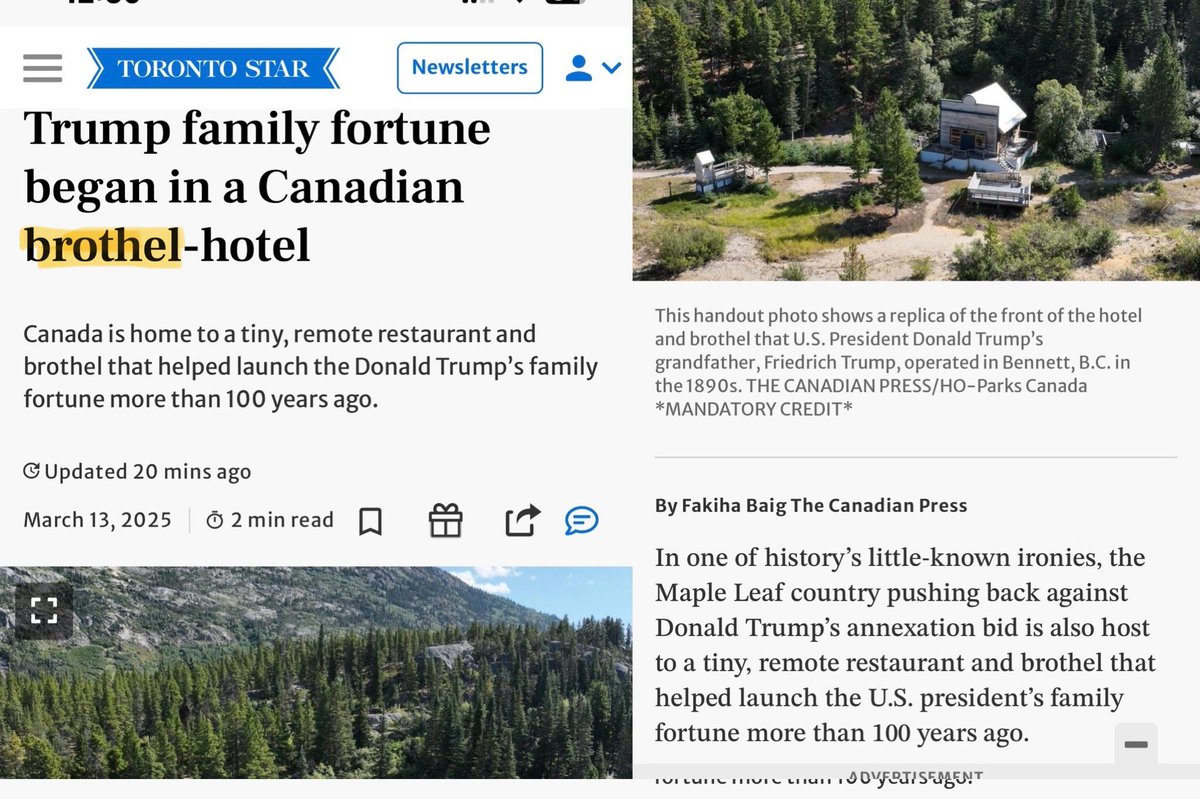 davidheathTO's tweet image. &quot;Trump family fortune began in a Canadian BROTHEL-hotel&quot;. When the facts are crazier than fiction: neat story by @FakihaBaig . Non-paywall version available on the @CdnPressNews website.
#TrumpSucks @FoxNews