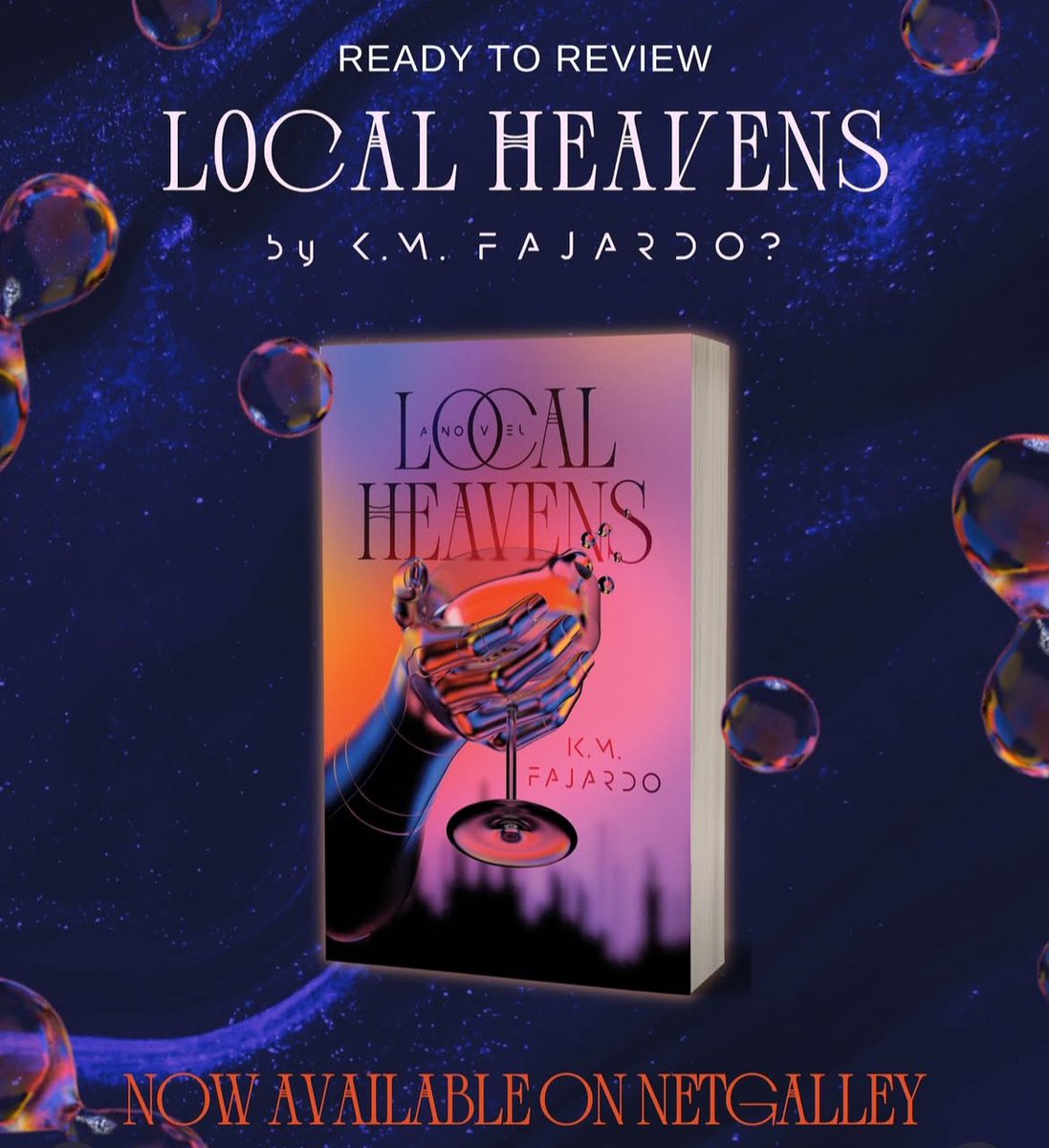 km_fajardo's tweet image. ✨🍸 psa for book reviewers

ARCs for LOCAL HEAVENS, my dystopian love story/queer cyberpunk Gatsby reimagining, are available for request on Netgalley

feeling a little emo today 🥲 i hope this little fever dream finds its ppl &amp;lt;3

📌 tropes, comps + blurb are pinned