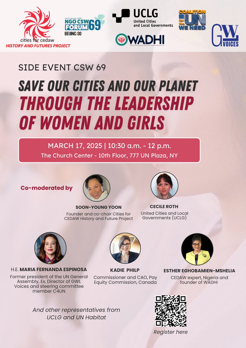 GGIN (@gginetwork) on Twitter photo 📢 At the #CSW69 session, please join:
🌍 Save Our Cities & Our Planet Through the Leadership of Women & Girls
📅 March 17 | ⏰ 10:30 AM - 12:00 PM ET
📍 The Church Center (10th Floor, 777 UN Plaza, NY)
<a href="/c4unwn/">Coalition for the UN We Need</a> @gwlvoices <a href="/mfespinosa/">Julio Espinosa</a> @soonyoung915 <a href="/IshaanShahUN/">Ishaan Shah</a> 📢 At the #CSW69 session, please join:
🌍 Save Our Cities & Our Planet Through the Leadership of Women & Girls
📅 March 17 | ⏰ 10:30 AM - 12:00 PM ET
📍 The Church Center (10th Floor, 777 UN Plaza, NY)
<a href="/c4unwn/">Coalition for the UN We Need</a> @gwlvoices <a href="/mfespinosa/">Julio Espinosa</a> @soonyoung915 <a href="/IshaanShahUN/">Ishaan Shah</a>
