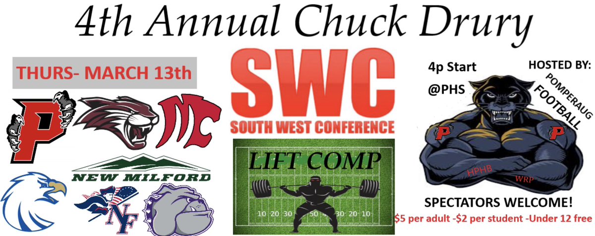 Chuck Drury SWC Lift Competition 4p Start @ Pomperaug. Good luck to all! No Weights No States