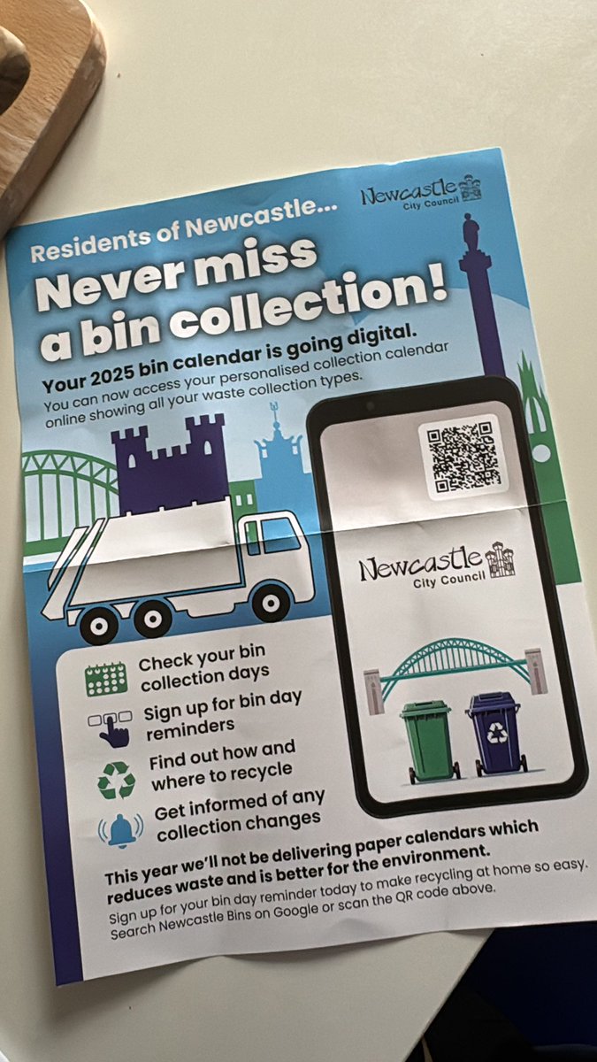 parispagesblog's tweet image. Hello @NewcastleCC surely you do realise that sending a flyer to say you won’t send a paper calendar to reduce waste is 🤯🤯🤯 happy to see my council tax money well spent…