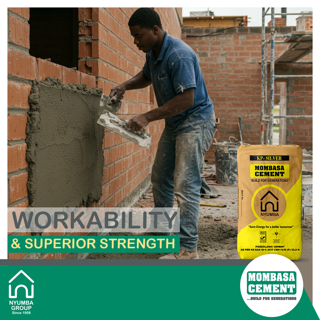 MombasaCement's tweet image. Looking for superior strength and workability?

KP-Silver, Pozzolanic Cement CEM IV/B (P) 32.5N,  is engineered for high-performance construction, offering excellent bonding and crack resistance.

#BuildWithNyumba #JengaNaNyumba
#KPSilver #NyumbaCement