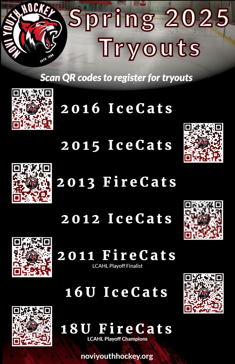 Continued growth and a strong culture focus as we expand our partnership with <a href="/Nvillehockey/">Northville Varsity Hockey</a> 

Visit our tryout page for more details or scan the codes to register for tryouts:
noviyouthhockey.org/page/show/8244…