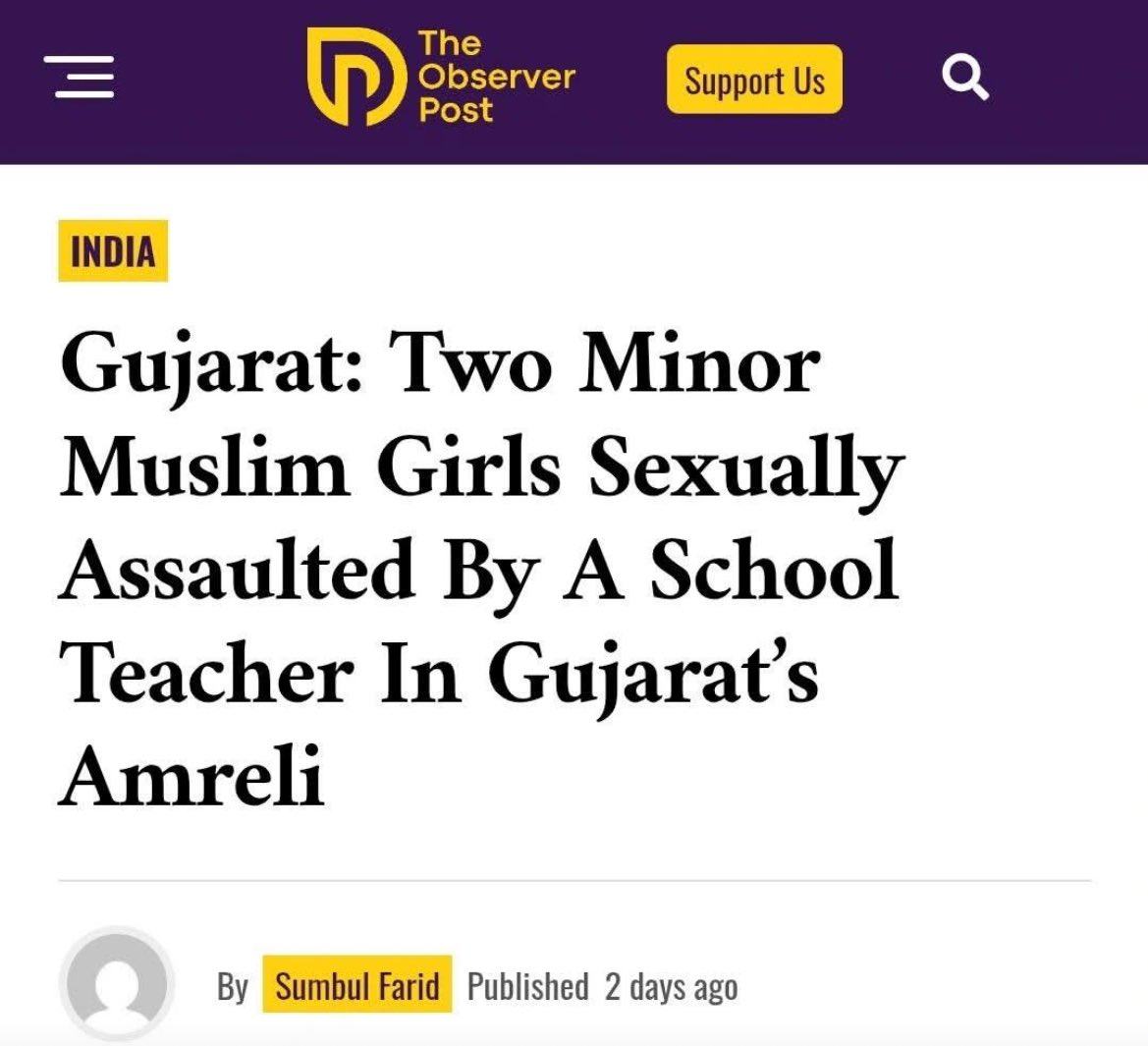 Abrarrrr____'s tweet photo. Mahendra Patel, 45-year-old teacher has been convicted on account of sexually assaulting two Class 4 students within the school premises.
Police investigations also suggest that the teacher had allegedly confined them to a room and forced them to engage in oral sexual activities. https://t.co/0mJ9fjcoS4