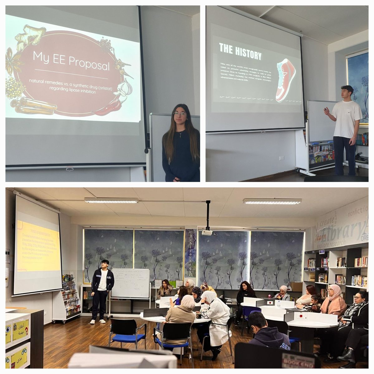 fatimazein_az's tweet image. Our #IBDP1 students delivering their Extended Essay proposals! A proud moment as they showcase their inquiry skills and academic passions. #IBDP #ExtendedEssay @Hhhsinfo @dina_jradi @ea_rania @Naghamabouali1