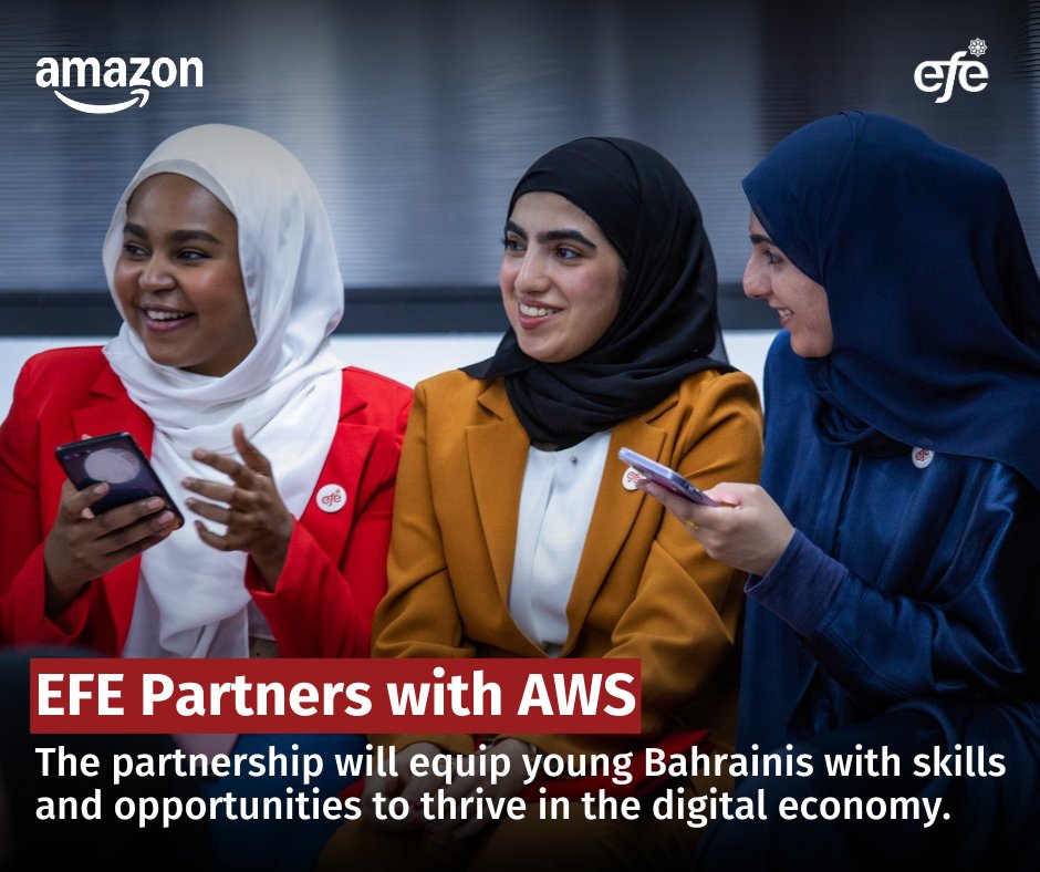 EFE is proud to announce a new partnership with Amazon Web Services (AWS) to support a youth employment initiative in Bahrain. This collaboration marks a significant step in equipping young Bahrainis with the skills and opportunities they need to thrive in the digital economy.