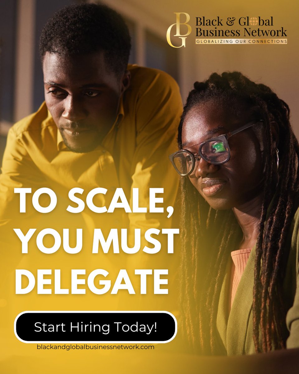 “To scale, you must delegate.” – Every successful entrepreneur ever.

Stop doing it all yourself. Hire skilled African professionals and watch your business grow.

🔗 Find out how: bgbn.mykajabi.com/HireAfrica2025… 

#HireAfrica #GlobalBlackBusiness #SmartHiring #ScaleYourBusiness