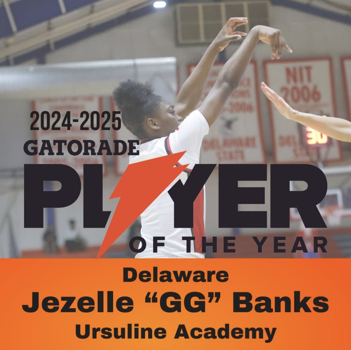 UARaiders's tweet photo. In its 40th year of honoring the nation's most elite high school athletes, Gatorade announced Jezelle 'GG' Banks of Ursuline Academy the 2024-25 Gatorade Delaware Girls Basketball Player of the Year! ⚡️🏆 

#GatoradePlayeroftheYear #GirlsBasketball #GPOY https://t.co/gqJS6Etwn8