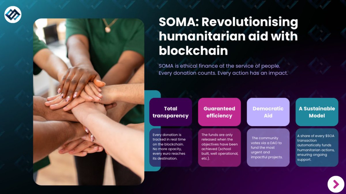 $SOA redefines the link between innovation and solidarity, building a future where evolution rhymes with equity !🕊️Thanks to a new model of social contribution with real impact, #SOMA is not a shitcoin, but a utility token with a long-term vision 👁️ 

💡 #SOA is revolutionising
