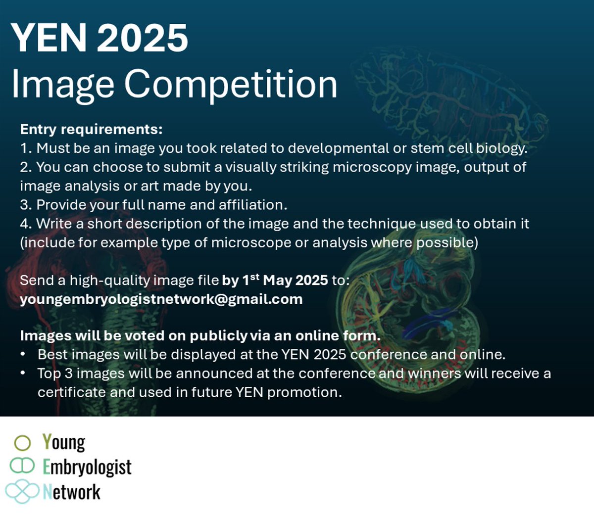 Exiting news! We have revived our tradition of the YEN Image Competition. Please submit your science images and art by the 1st May 2025 and follow us to get updates on where to vote!