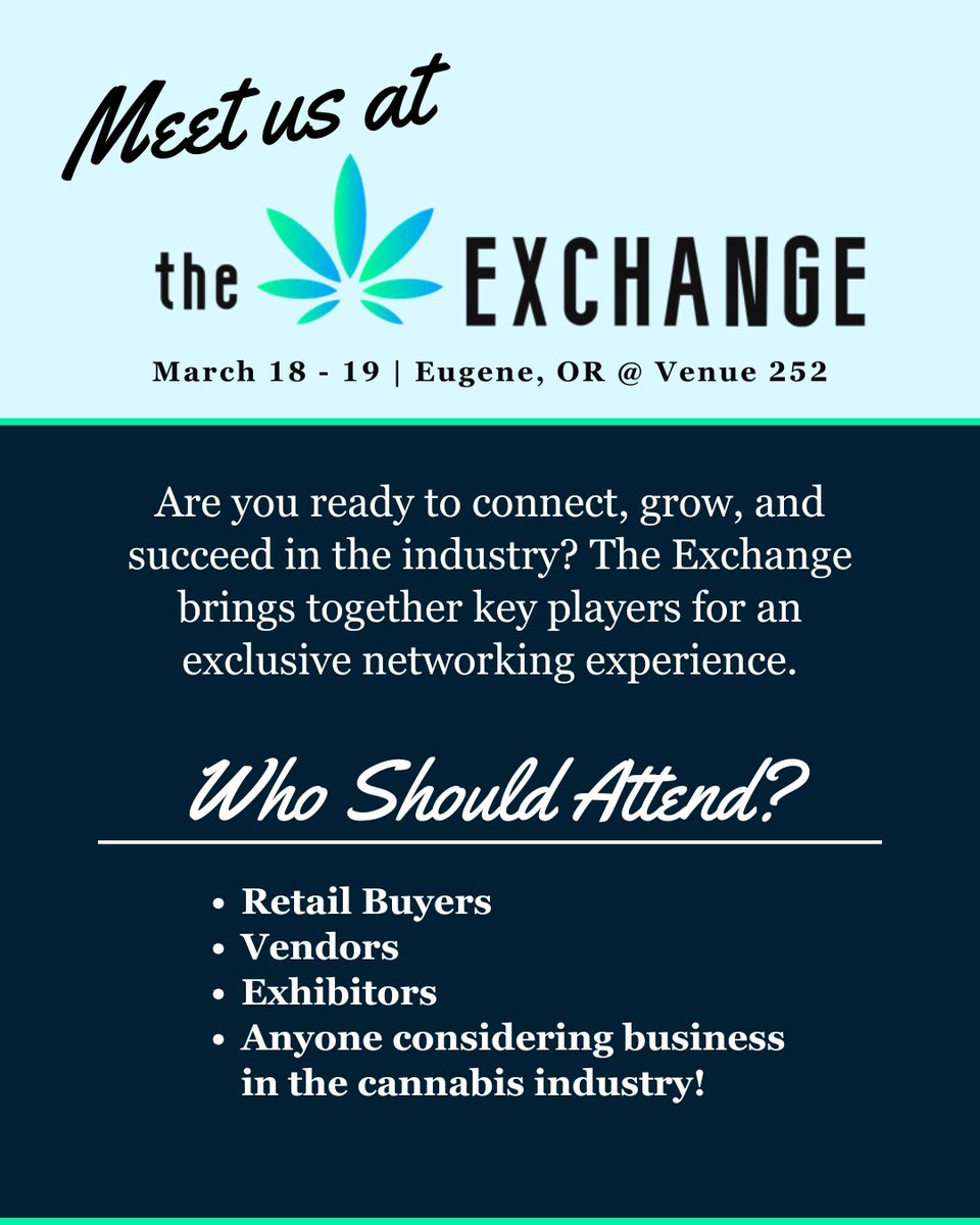 CannXperts will be at The Exchange Eugene on March 18th &amp; 19th at Venue 252!

This premier cannabis industry event is the perfect place to connect, collaborate, and explore the latest innovations in the market. If you’re in the industry, be sure to stop by and say hello! 👋

🔸