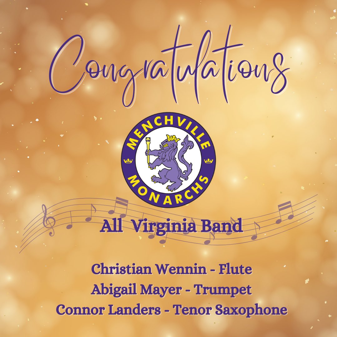 Congratulations to our students that earned a place in the All-Virginia Band!

#menchville #menchvillehighschool #teamMHS #NNPSproud