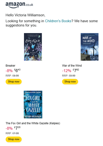 Strangely Magical (@strangelymagic) on Twitter photo Always amusing when you get emails from Amazon suggesting you buy your own books... 😂
Breaker by <a href="/aldhammer/">Annemarie Allan</a> is a good suggestion, though, for anyone who hasn't read it yet! <a href="/cranachanbooks/">Cranachan Publishing</a> Always amusing when you get emails from Amazon suggesting you buy your own books... 😂
Breaker by <a href="/aldhammer/">Annemarie Allan</a> is a good suggestion, though, for anyone who hasn't read it yet! <a href="/cranachanbooks/">Cranachan Publishing</a>