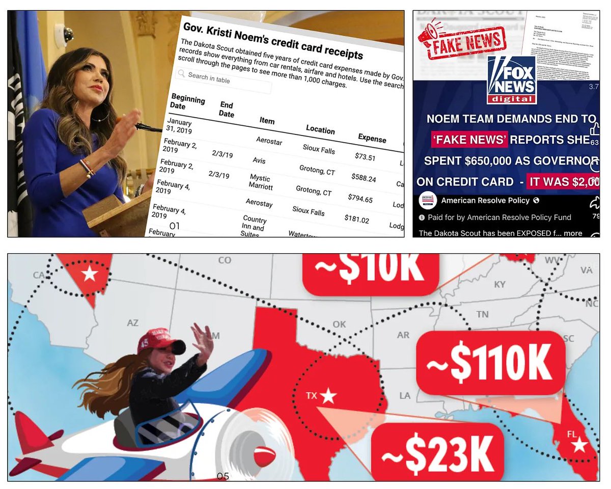 PAC with ties to Kristi Noem behind paid ads targeting The Dakota Scout

Posts on Facebook and X said newspaper's reporting was 'baseless political hit'

Story: thedakotascout.com/p/pac-with-tie…
