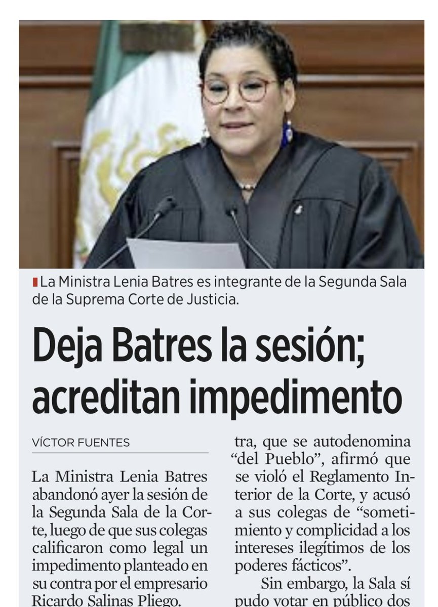 Una ministra de la Suprema Corte no es una activista con toga, ni una tuitera con fuero. Lenia Batres demostró que su compromiso no es con la justicia, sino con la descalificación y el berrinche. Incapaz de aceptar que la ley también se le aplica a ella, abandonó la sesión como