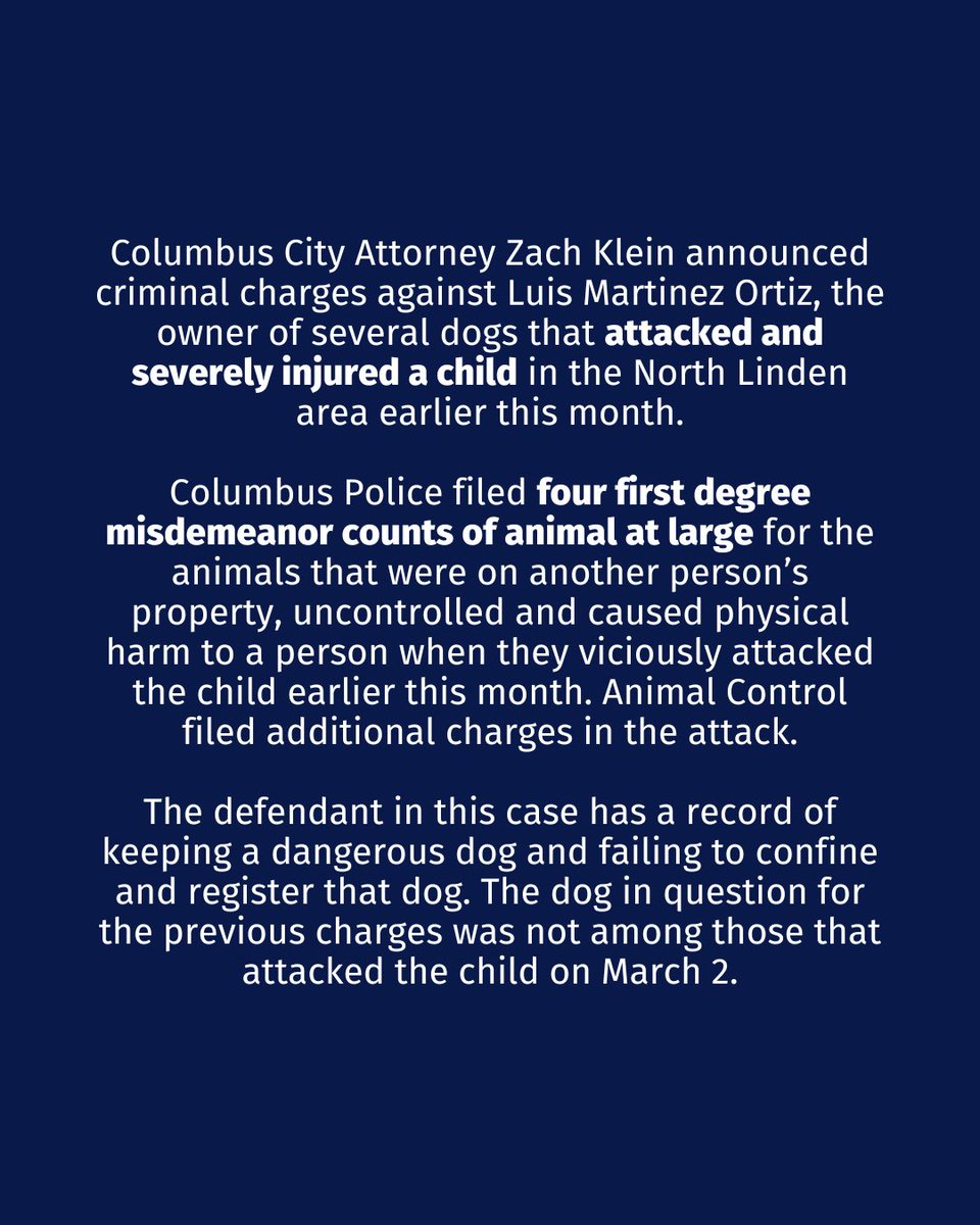 CityAttyKlein's tweet image. A child is fighting for his life because a dog owner failed to secure his dangerous animals. That’s inexcusable.

My office will prosecute this case to the fullest extent possible and continue to advocate for stronger state laws to hold problem dog owners accountable.