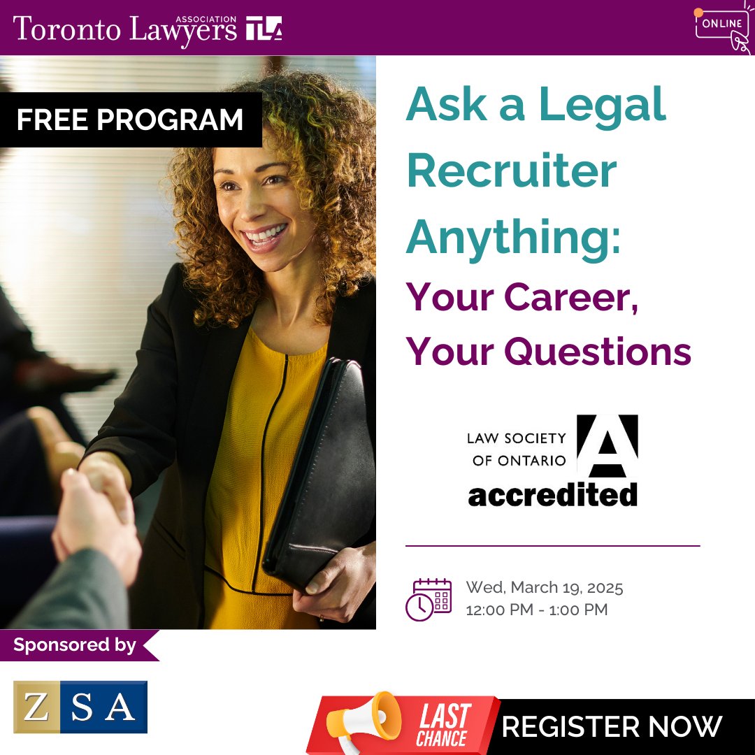 Time’s running out!

Join this FREE, interactive session and get the expert advice your legal career needs.

Register now before it’s too late: loom.ly/tb-4fnE