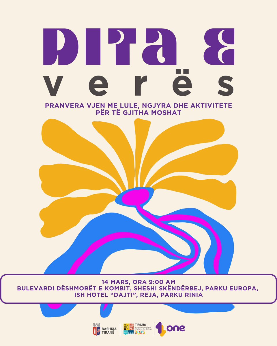 Gëzuar ditën e verës ☀️ Kjo është koha perfekte për të festuar ngrohtësinë e sezonit dhe për t’u bashkuar në aktivitete të mrekullueshme të organizuara përgjatë Bulevardit “Dëshmorët e Kombit” nga Bashkia Tiranë! 🌷🌼
