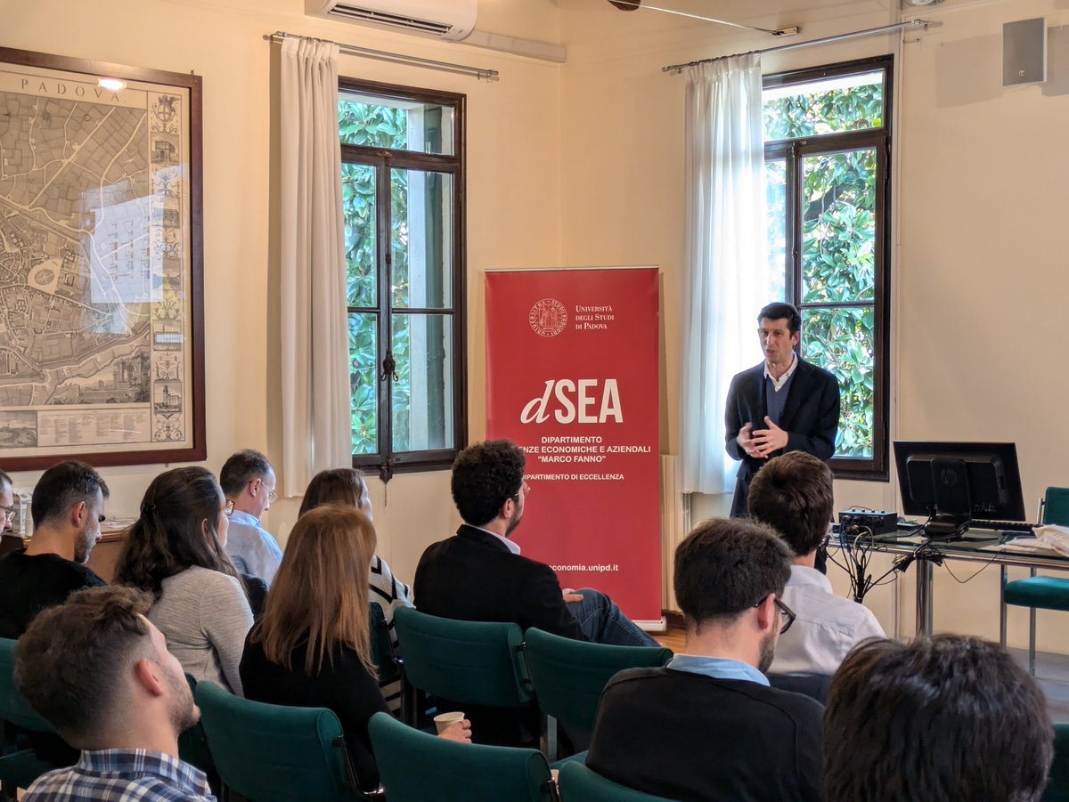 dSEA Unipd (@dsea_unipd) on Twitter photo 📌2025 Padova Applied Economics Workshop - Day 1
The workshop kicks off today <a href="/dSEA_Unipd/">dSEA Unipd</a>! Two days of discussions, presentations, and networking on Development & Transition Economics, Risky Behaviors, Economic History, and Political Economics.
🔗economia.unipd.it/en/2025-padova… 📌2025 Padova Applied Economics Workshop - Day 1
The workshop kicks off today <a href="/dSEA_Unipd/">dSEA Unipd</a>! Two days of discussions, presentations, and networking on Development & Transition Economics, Risky Behaviors, Economic History, and Political Economics.
🔗economia.unipd.it/en/2025-padova…