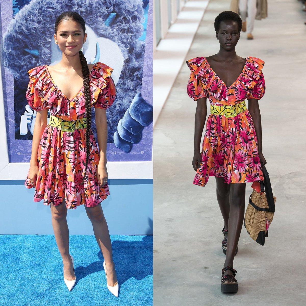dayawears's tweet image. zendaya wearing a michael kors spring/summer 2019 rtw dress, for the smallfoot premiere!

#fashion #zendaya #michaelkors