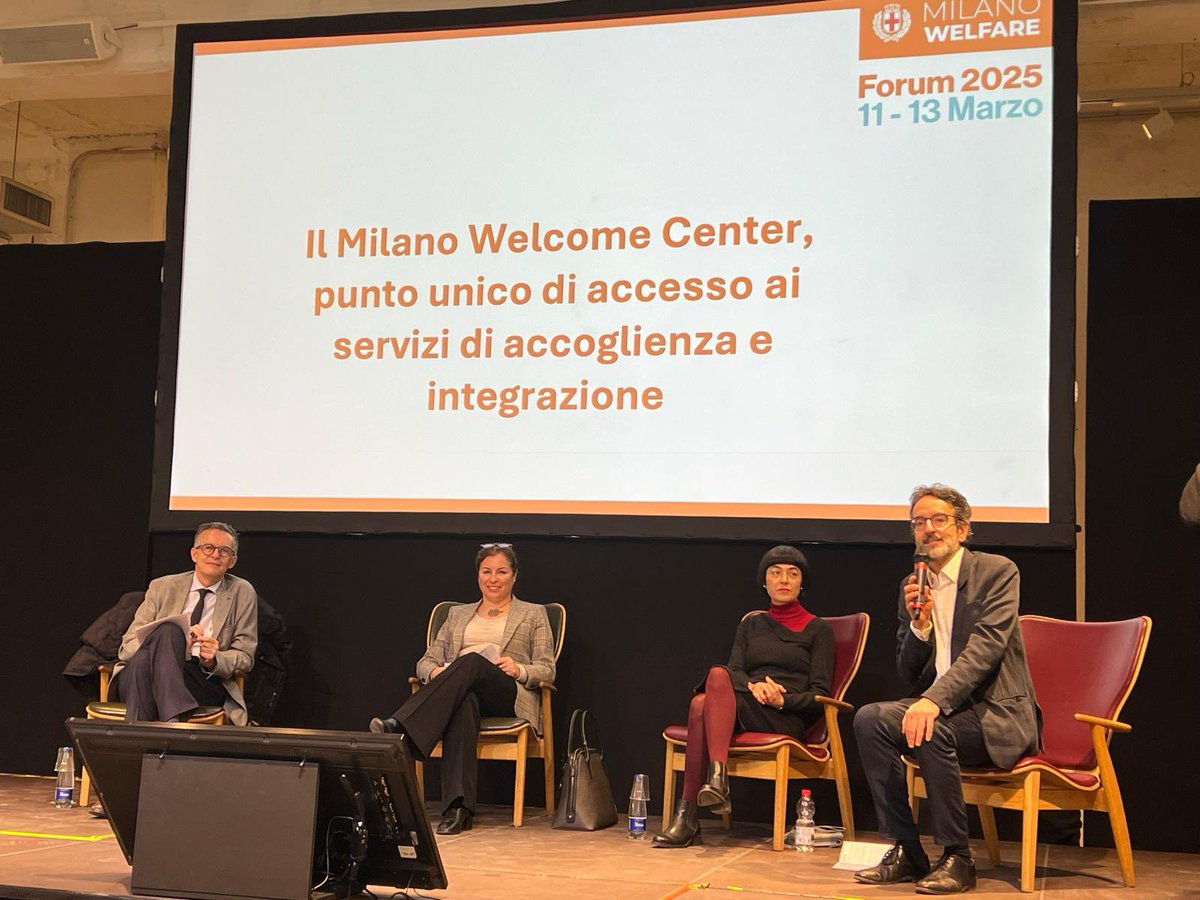 Oggi al #ForumWelfare del <a href="/ComuneMI/">Comune di Milano</a>, insieme a <a href="/LHartIOM/">Laurence Hart</a>, abbiamo parlato di coesione sociale e di come l’accesso ai servizi per rifugiati e migranti sia la chiave per renderla reale. Grazie all’Assessore Bertolè per il suo impegno nel creare il Milano Welcome Center! #Inclusione