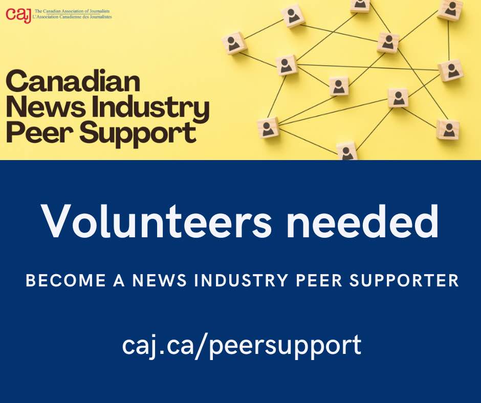 We're proud to be a partner in building #CNIPS, <a href="/caj/">Canadian Association of Journalists</a>'s nationwide news industry #peersupport project. Check out all the details here and consider volunteering: caj.ca/peersupport #CDNmedia #journalism #mentalhealth #workplacementalhealth
