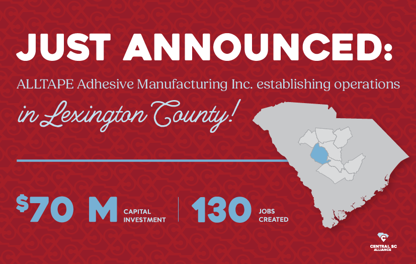 Central_SC's tweet photo. Lexington County welcomes ALLTAPE Adhesive Manufacturing Inc. (part of ATP Adhesive Systems AG) to our region for its first operations in SC w/ $70 m in cap x and 130 new jobs!
#CentralSC #Centraltoitall #CentralRegionofSC #EconomicDevelopment #LexingtonCounty #NewJobs https://t.co/eacsX3u6yb