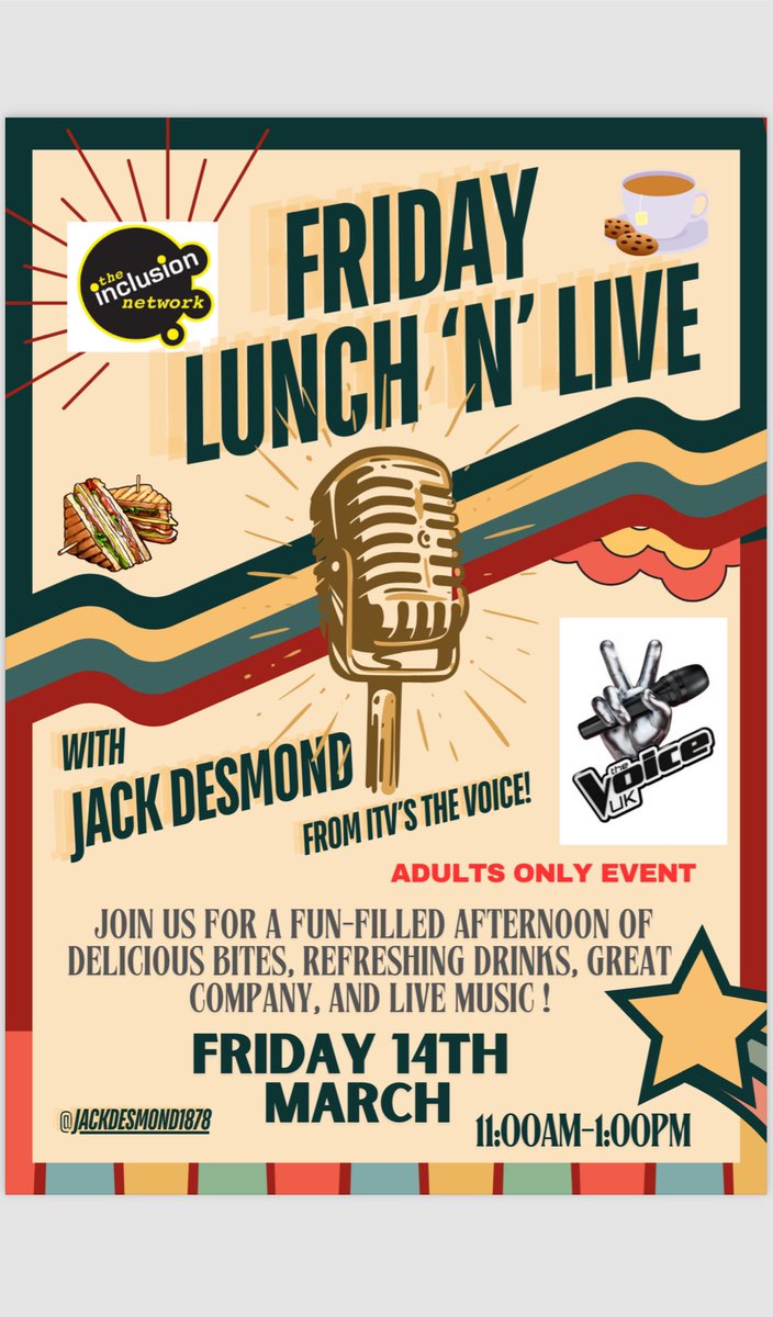 🎉 Event is TOMORROW!! 🎉
Join us for a fun-filled afternoon with free food &amp; drinks and fab music by Jack Desmond! 🎶🍔🥤
Let us know if you're coming by commenting below so we can plan the food numbers. Can't wait to see you there!
#FridayLunch'N'Live #FreeFood #LiveMusic